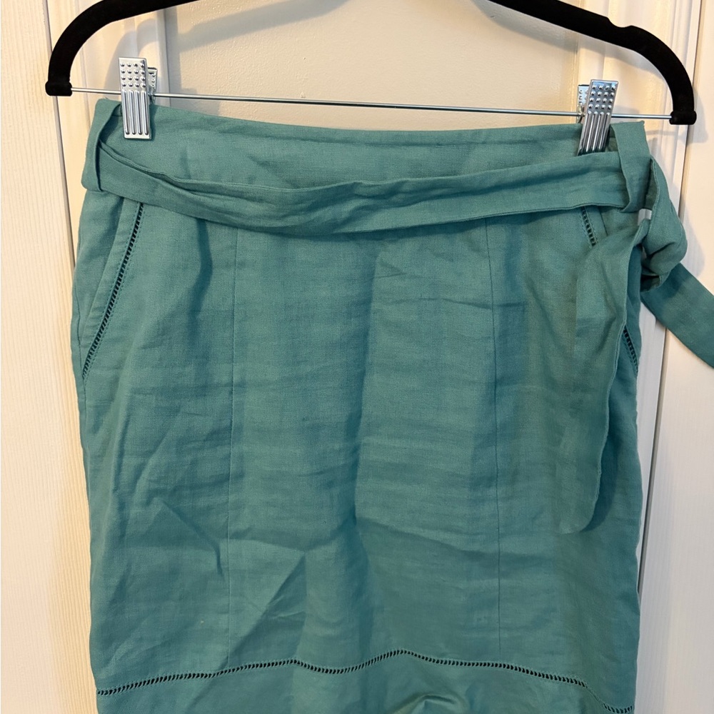 Mexx Teal Linen Blend Skirt with Waist Tie Size 34